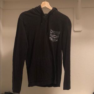 Men’s black long sleeve tee with hood